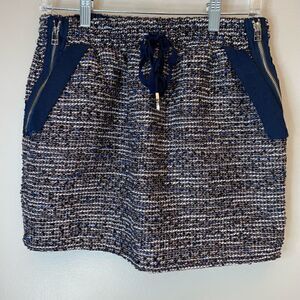 48.Color Block| Wool Tweed cotton blend|Size 38(EU)| Mini Skirt| Pockets